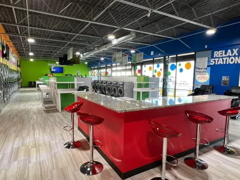 Folding benches and dryer wall at Laundry R Us